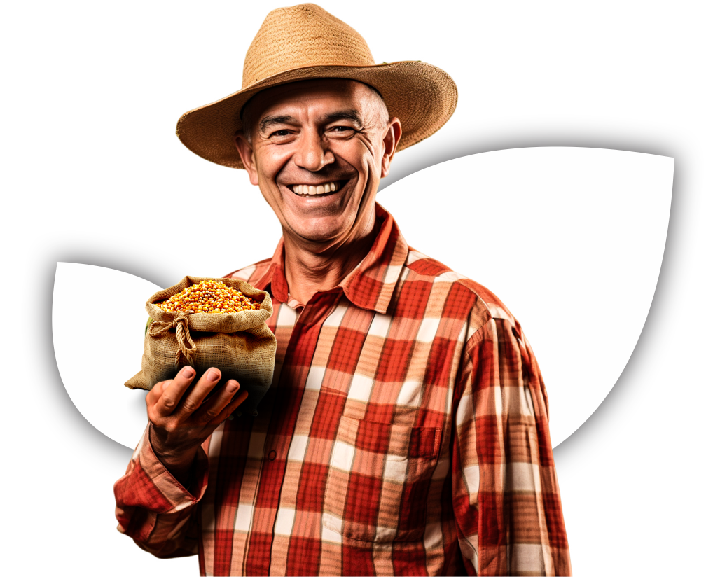 Produtor rural com grãos